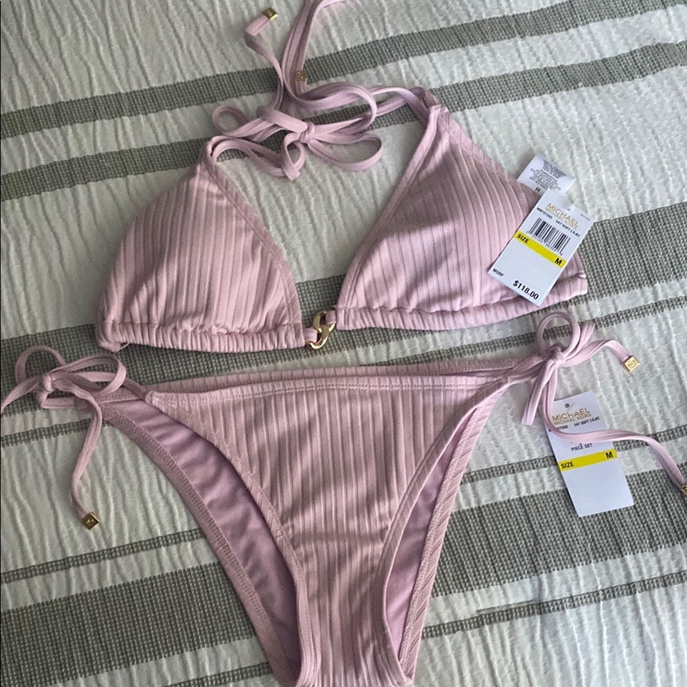 Michael Kors Light Pink Ribbed Bikini
